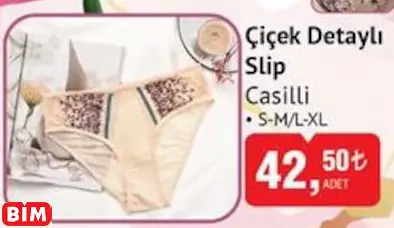 CASİLLİ ÇİÇEK DETAYLI SLİP KÜLOT